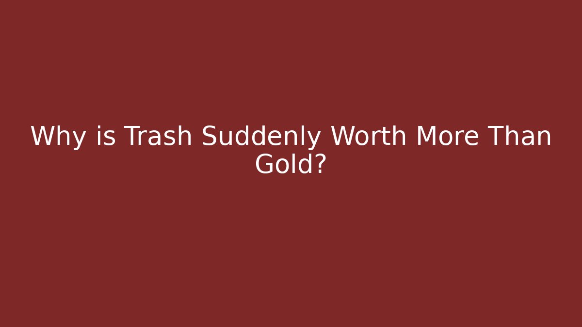 Why is Trash Suddenly Worth More Than Gold? - Buddy Program