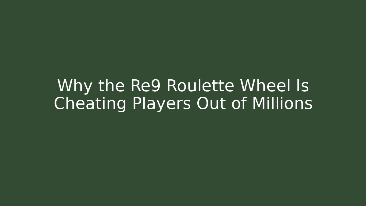 Why the Re9 Roulette Wheel Is Cheating Players Out of Millions