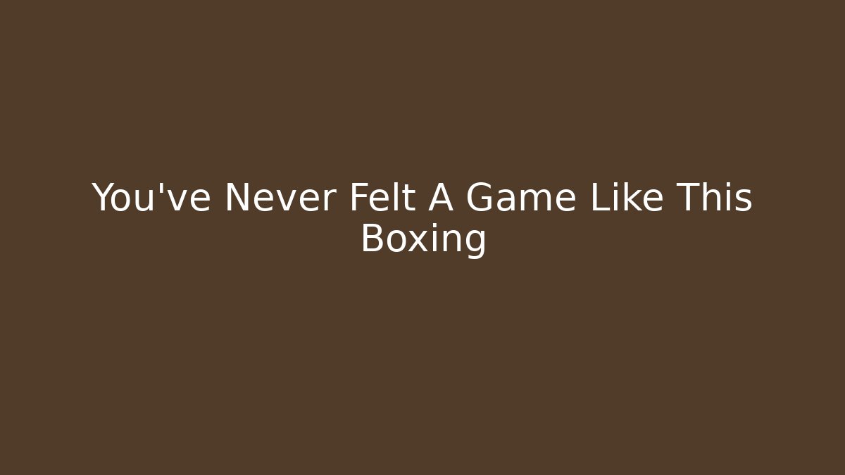 You've Never Felt A Game Like This Boxing