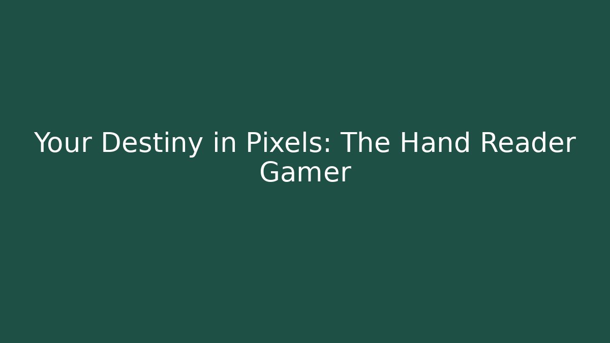 Your Destiny in Pixels: The Hand Reader Gamer - Buddy Program